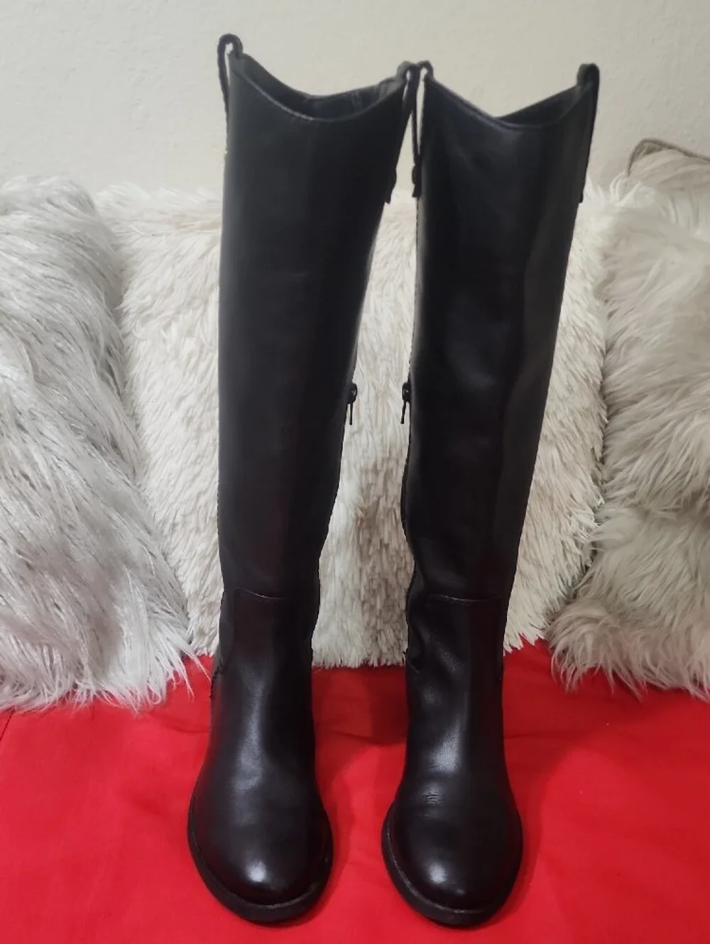 INC Womens Fawne Black Leather Knee-High Boots